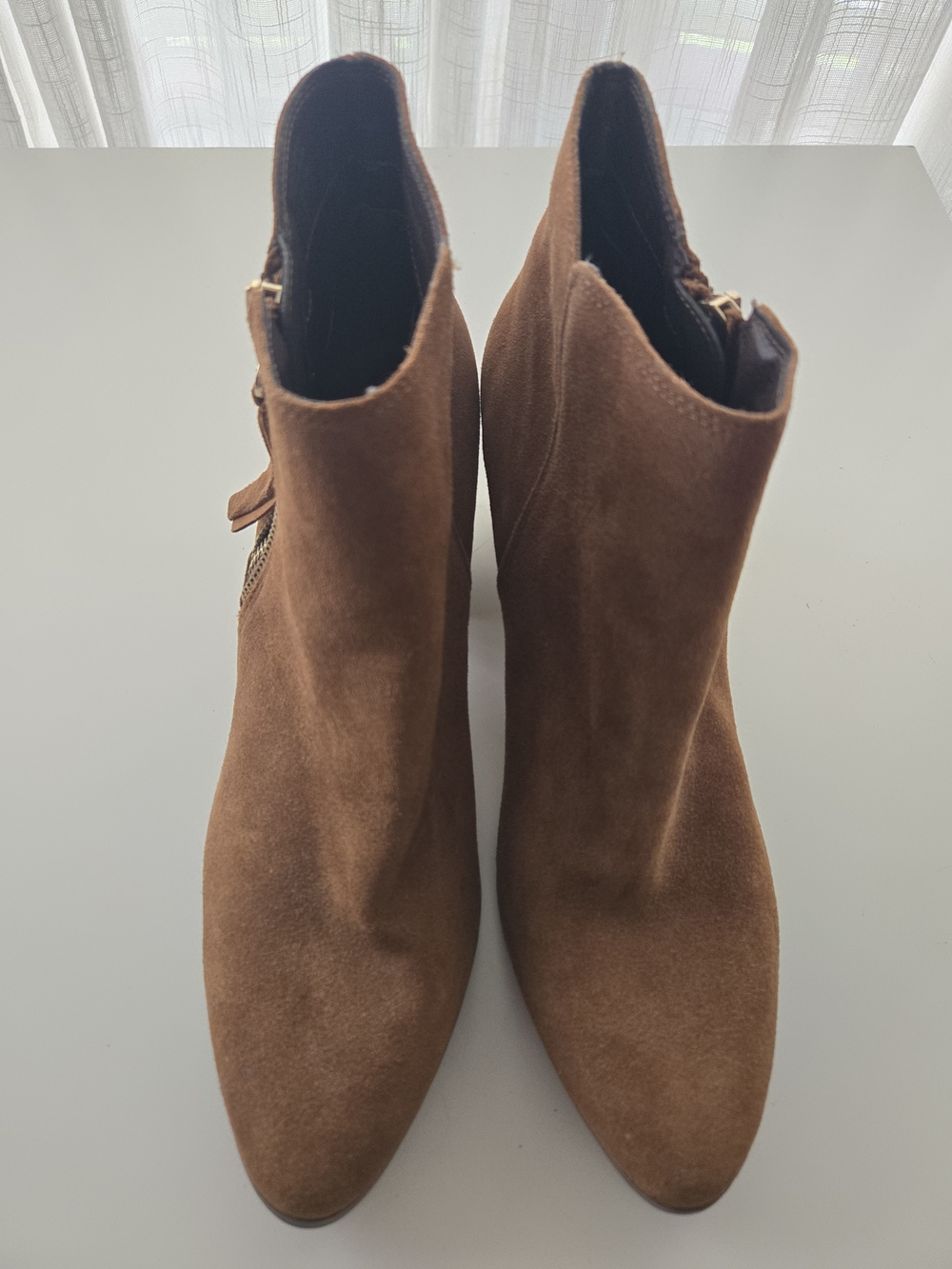 Aldo Chestnut Tan Suede Pointed Ankle Booties